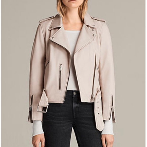 All Saints Jackets & Blazers - AllSaints Balfern Biker Leather Jacket Size US 6 Moto Washed Light Pink